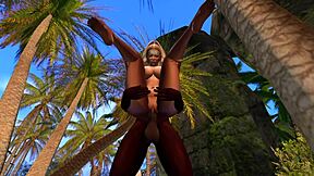 Black man has sex with Asian step-sister on the beach in Second life