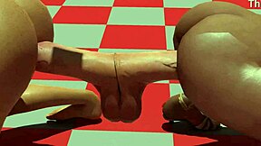 3D animated porn with lesbian action and toy play