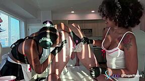 Kinky nurse seduces ebony babes for wild orgasm session