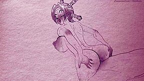 2D animated sex with Hunter x Hunter characters and MILF