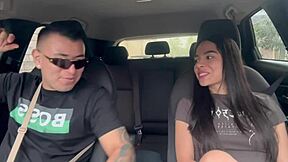 Big cock lover gets muff diving and cunilingus in car