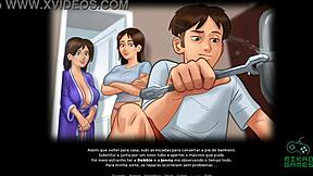Big tits bouncing while being cummed on in a cartoon game