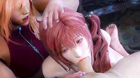 Submissive anime babes get cum on face in wild ride