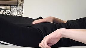Gay teen in Adidas sweatpants masturbates on cam
