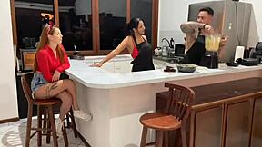 Hotwife and slut Malu Paz in kitchen for a steamy session