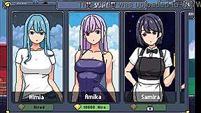 3D game with Asian cutie getting cum inside her tits