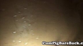 Otter and bear cub engage in rough anal sex in the shower