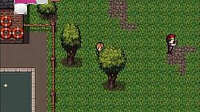 Rescuing two hot girls from zombies in hentai game