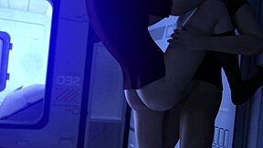 3D game of big tits redhead getting fucked standing up