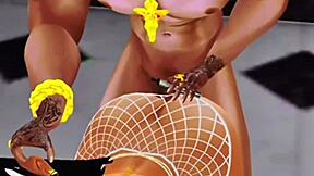 Beautiful anime babe squirts while being stroked by a big cock