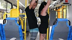 absurdo! public bus guy rubs cock on brunette’s butt!