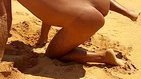 Gay Latina Ladysilva shows her body on the beach with a sexy hourglass shape