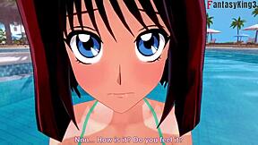 3D Anzu Mazaki and Tea Gardner in a pool scene