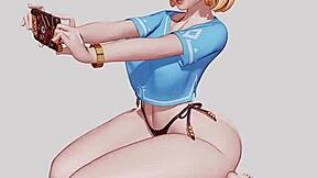 3D animated video of Zelda with big tits and monster cock