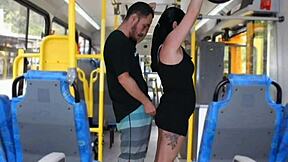 absurdo! public bus guy rubs cock on brunette’s butt!