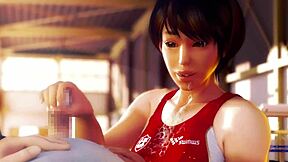 Amelia's hot and steamy 3D animation with Rena Senpai and a sporty baton