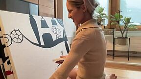 I am an artist and I am painting my studio while I pleasure myself