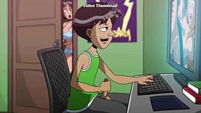 Stepson gets assistance from his busty mother in this cartoon porn