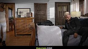 Adrian Hart and Tony Genius engage in gay sex in a bedroom set