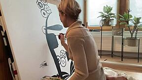 I am an artist and I am painting my studio while I pleasure myself