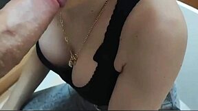Hot milf seduces stepson and gives him a deep blow job in the kitchen