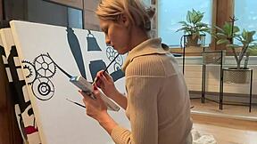 I am an artist and I am painting my studio while I pleasure myself
