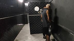 Steamy shower scene in a sex club with a big cocked pornstar