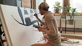 I am an artist and I am painting my studio while I pleasure myself