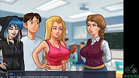 Emo cheerleader Eve and Roxxy settle their scores in Summertime Saga ep 73