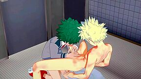 my hero academia yaoi with midoriya and bakugou in intense anime action