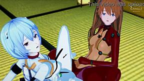 Asuka and Rei's synchronized tight and juicy pussies