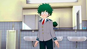 Midoriya and Bakugou's intense yaoi threesome in action