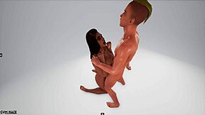 3D animated porn of a hot guy having sex with a black Amazonian woman in the great outdoors