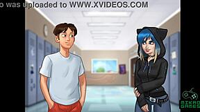 Emo cheerleader Eve and Roxxy settle their scores in Summertime Saga ep 73