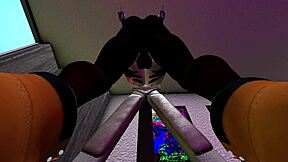 Black man has sex with Harley Quinn in Second Life