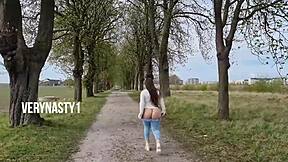 Public display of large buttocks by a daring slut