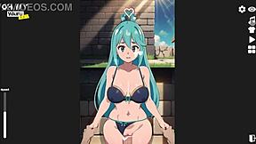 Squirt and creampie with Aqua from KonoSuba in Oh My Waifu H game