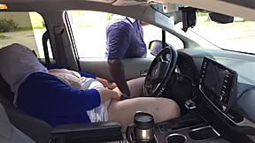 Public wet finger play and blowjob in a car