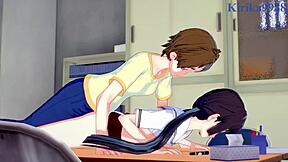 Intense futanari sex with Hanako and Chisato in 3D