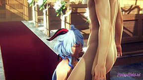 Ganyu gets creampied in church - Asian hentai game
