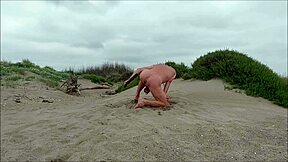 Skinny slave suffers public anal abuse at gay beach