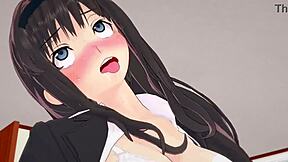 3D hentai femdom: Old man humiliated and used as a toilet