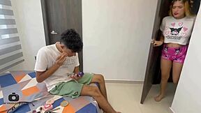 My step-sister learns about gay sex by watching me go hard