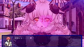 Anime and hentai game with a succubus duel in the street