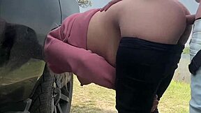 Public porn in the park with anal sex and booby fetish