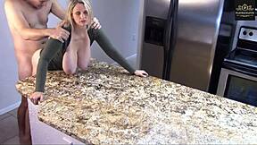 Hardcore kitchen action with big tits and a dick