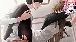 Beautiful vampires in stockings in hot anime porn