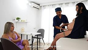 Cum in mouth while being treated by a horny doctor