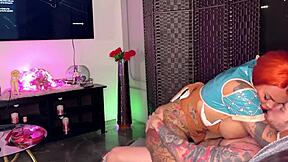Big cock penetrates tight pussy in homemade gaming video