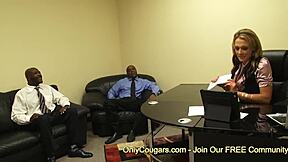 Nikki Sexxx, the hot secretary has a threesome with two black men at work